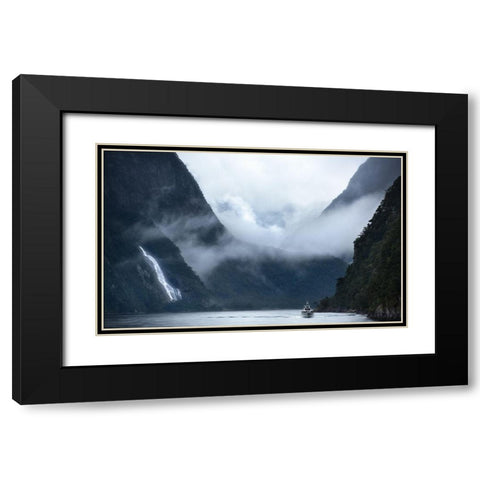 Milford Sound Cruise Black Modern Wood Framed Art Print with Double Matting by Shi, Fei