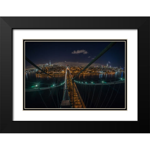 The Williamsburg Bridge Black Modern Wood Framed Art Print with Double Matting by Veizaga, Christopher R.