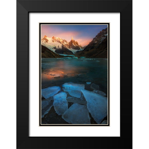A Frozen Morning - Laguna Torre Black Modern Wood Framed Art Print with Double Matting by Zhang, Yan