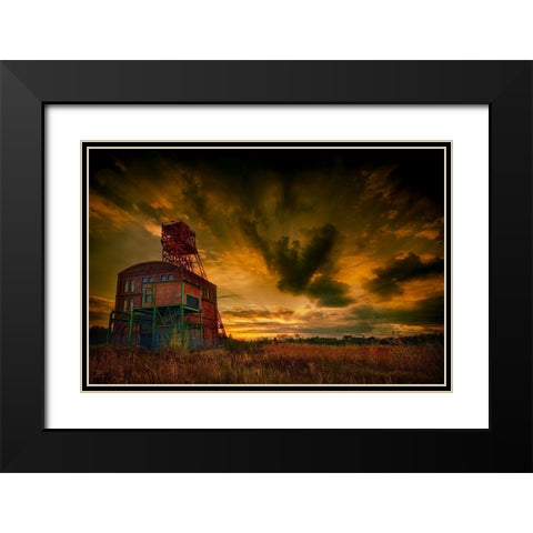 Forgotten Industry Black Modern Wood Framed Art Print with Double Matting by Kierek, Stefan