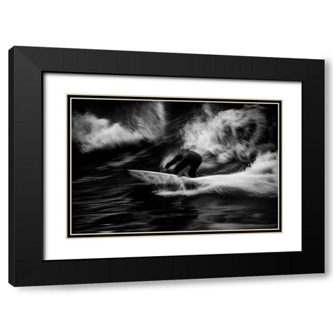Surf 10 Black Modern Wood Framed Art Print with Double Matting by Della Latta, Massimo