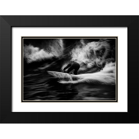 Surf 10 Black Modern Wood Framed Art Print with Double Matting by Della Latta, Massimo