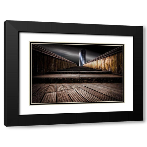 Tin Black Modern Wood Framed Art Print with Double Matting by Glaab, Holger