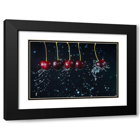 Newtons Cradle Black Modern Wood Framed Art Print with Double Matting by Belenko, Dina