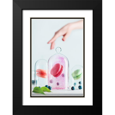 Precious Macarons Black Modern Wood Framed Art Print with Double Matting by Belenko, Dina