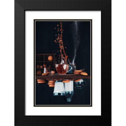 Upside And Down Again (With Coffee) Black Modern Wood Framed Art Print with Double Matting by Belenko, Dina
