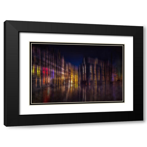 Colorful Amsterdam Black Modern Wood Framed Art Print with Double Matting by Kierek, Stefan