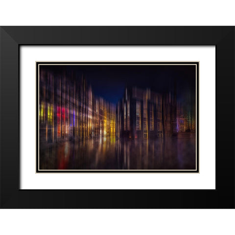 Colorful Amsterdam Black Modern Wood Framed Art Print with Double Matting by Kierek, Stefan