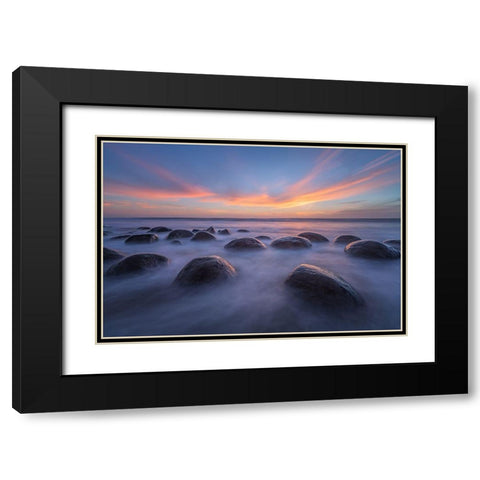 Sunset At Bowling Ball Beach Black Modern Wood Framed Art Print with Double Matting by Xie, April