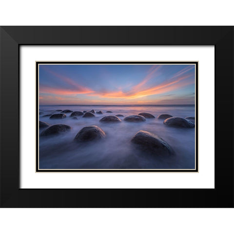 Sunset At Bowling Ball Beach Black Modern Wood Framed Art Print with Double Matting by Xie, April