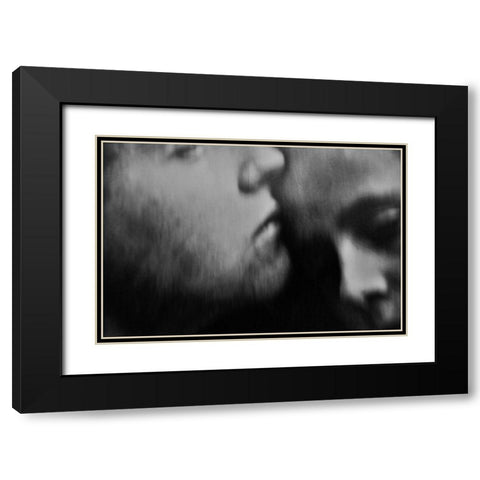 A Quiet Darkness (The Kiss) Black Modern Wood Framed Art Print with Double Matting by Davidovic, Dalibor