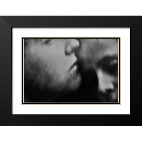 A Quiet Darkness (The Kiss) Black Modern Wood Framed Art Print with Double Matting by Davidovic, Dalibor