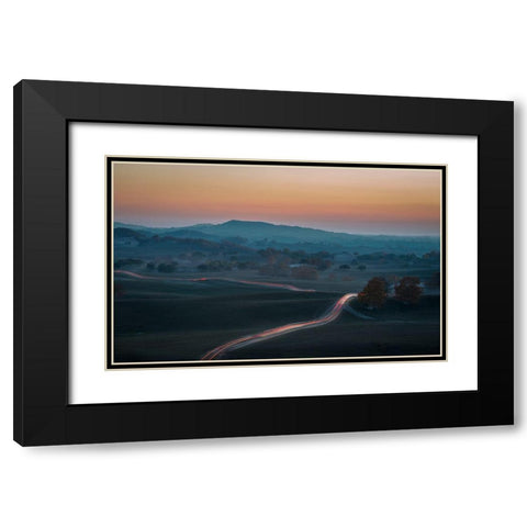 Prairie Dusk Black Modern Wood Framed Art Print with Double Matting by Mei, C.