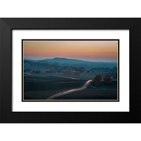 Prairie Dusk Black Modern Wood Framed Art Print with Double Matting by Mei, C.