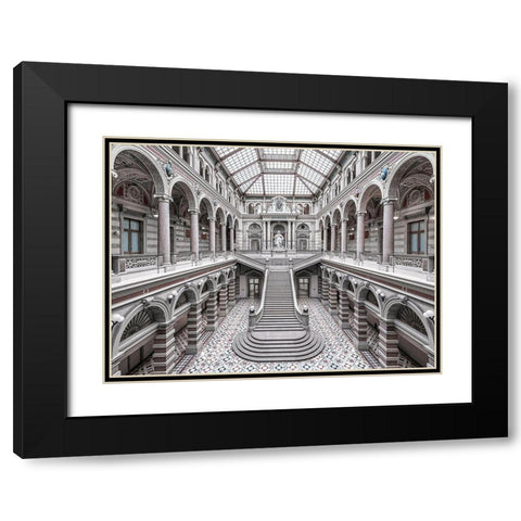 Justizpalast-Vienna. Black Modern Wood Framed Art Print with Double Matting by Cuomo, Massimo