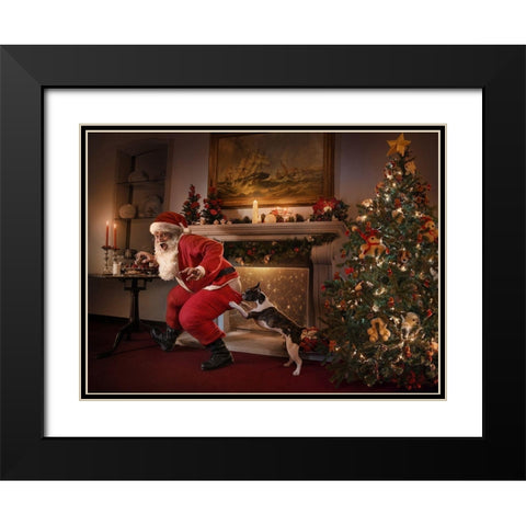 Santa Was Caught! Black Modern Wood Framed Art Print with Double Matting by DDiArte