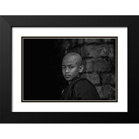 No.6 Black Modern Wood Framed Art Print with Double Matting by M, Adirek