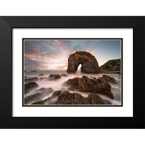 Horse Head Rock Black Modern Wood Framed Art Print with Double Matting by Zhu, Jingshu