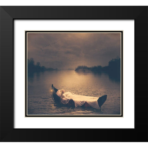 The Lady Of Shalott Black Modern Wood Framed Art Print with Double Matting by Russocka, Magdalena