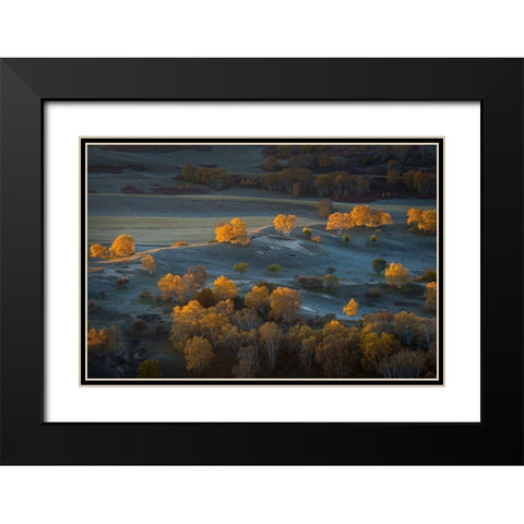 Prairie Light Black Modern Wood Framed Art Print with Double Matting by Mei, C.