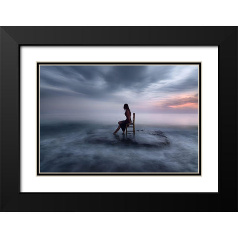 Of Tide And Nightfall Black Modern Wood Framed Art Print with Double Matting by Kaimaki, Maria