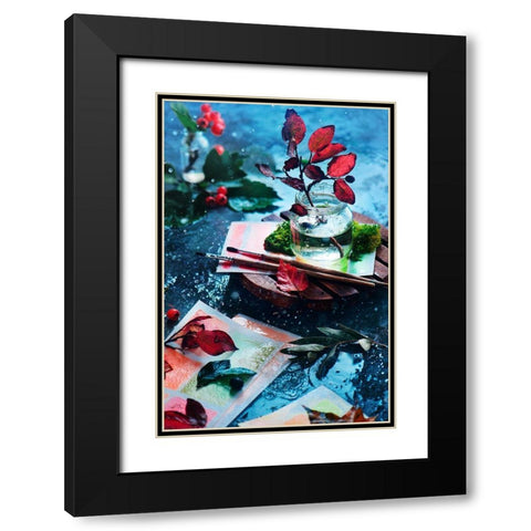 Shades Of October Black Modern Wood Framed Art Print with Double Matting by Belenko, Dina