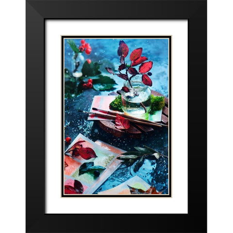 Shades Of October Black Modern Wood Framed Art Print with Double Matting by Belenko, Dina