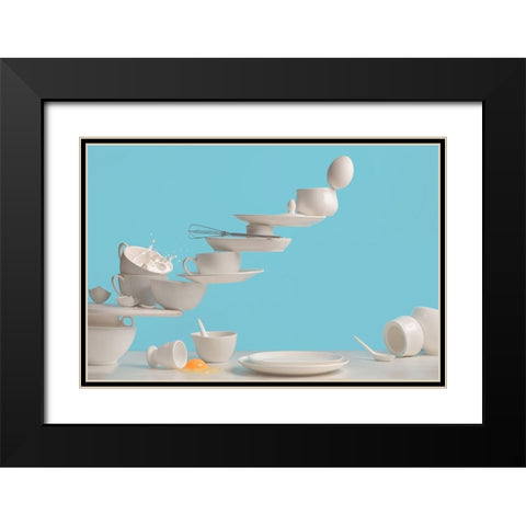 One Touch Omelette Black Modern Wood Framed Art Print with Double Matting by Belenko, Dina