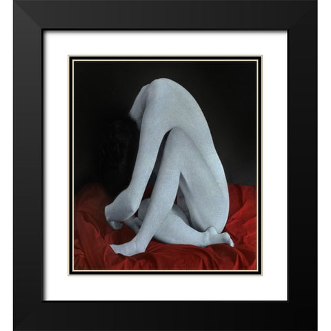 Nude On The Red Cloth Black Modern Wood Framed Art Print with Double Matting by Hattori, Fuyuki