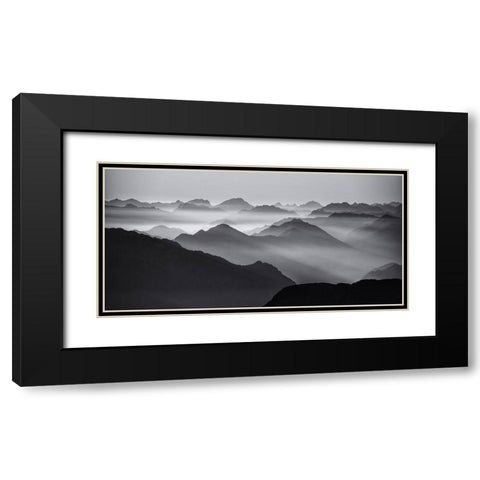 Mountain Layers Black Modern Wood Framed Art Print with Double Matting by Krivec, Ales