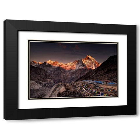 Annapurna Base Camp Black Modern Wood Framed Art Print with Double Matting by Le Manz, Richard