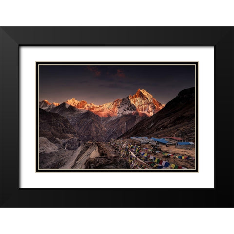 Annapurna Base Camp Black Modern Wood Framed Art Print with Double Matting by Le Manz, Richard