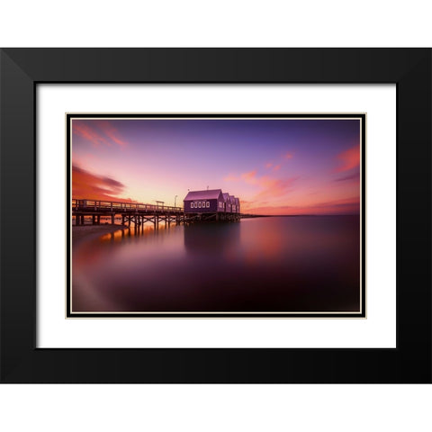 Busselton Sunset Black Modern Wood Framed Art Print with Double Matting by Zhang, Despird