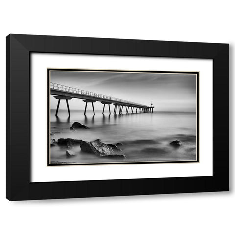 Pont Del Petroli Black Modern Wood Framed Art Print with Double Matting by Figueras Barranco, Antoni