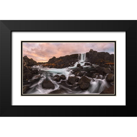 Oxararfoss Black Modern Wood Framed Art Print with Double Matting by Carrillo Lopez, Antonio