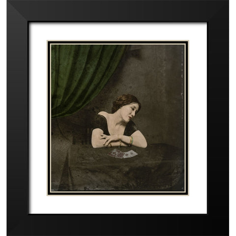 Photographer Unknown Qa Card-Divining Victorian Ladyq Black Modern Wood Framed Art Print with Double Matting by Hattori, Fuyuki