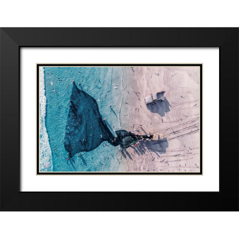 Fisherman From Top Black Modern Wood Framed Art Print with Double Matting by AL Farsi, Haitham