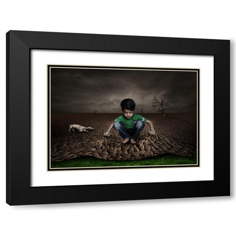 Disappointment Black Modern Wood Framed Art Print with Double Matting by Ener, Deniz