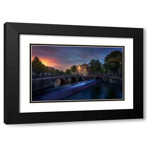 Amsterdam Sunset Black Modern Wood Framed Art Print with Double Matting by M. Garcia, Jesus