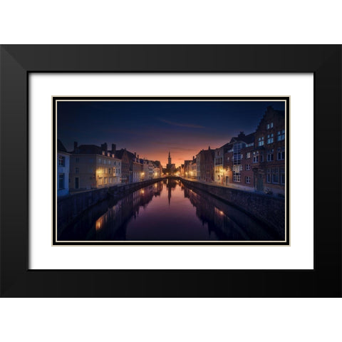 Sunset In Brugge Black Modern Wood Framed Art Print with Double Matting by M. Garcia, Jesus