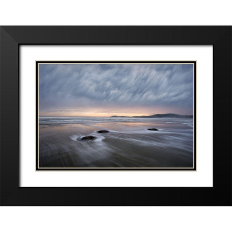Windy Dawn At Koekohe Beach Black Modern Wood Framed Art Print with Double Matting by Dou, Shenshen