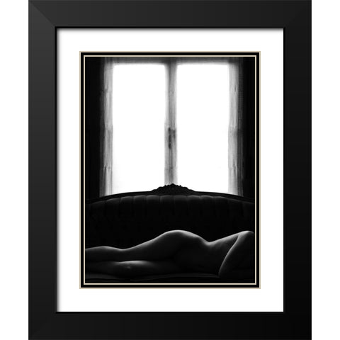 Sleeping On The Sofa Black Modern Wood Framed Art Print with Double Matting by Dirven, Ton