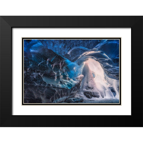 Inside The Blue Cave Black Modern Wood Framed Art Print with Double Matting by Joanaduenas