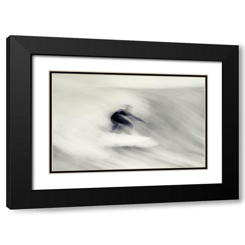 Surfing Impressions Black Modern Wood Framed Art Print with Double Matting by Swapnil