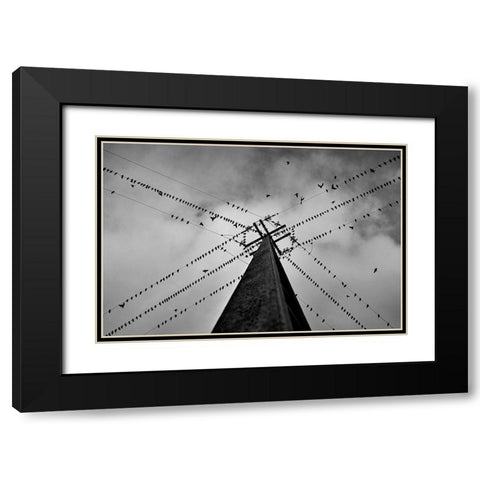 Wired Black Modern Wood Framed Art Print with Double Matting by Caria, Rui