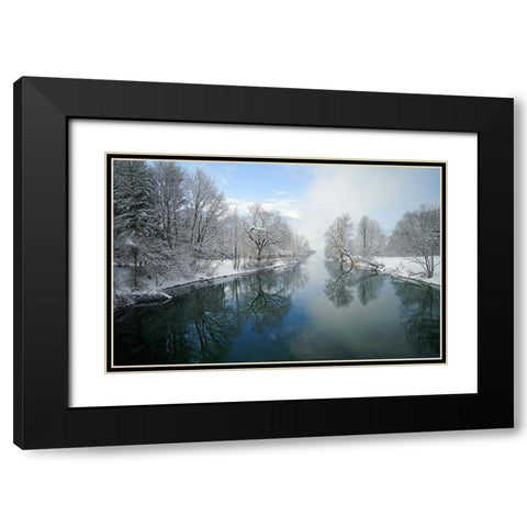 Winter Black Modern Wood Framed Art Print with Double Matting by Maier, Norbert