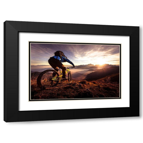Sunset Trail Ride Black Modern Wood Framed Art Print with Double Matting by Bertoncelj, Sandi