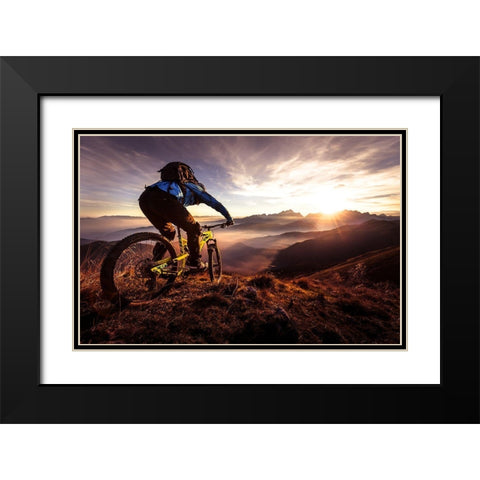 Sunset Trail Ride Black Modern Wood Framed Art Print with Double Matting by Bertoncelj, Sandi