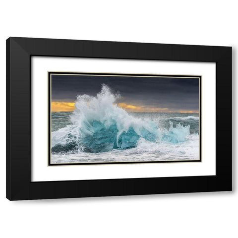 Icy Wave Black Modern Wood Framed Art Print with Double Matting by Pelissier, Marc