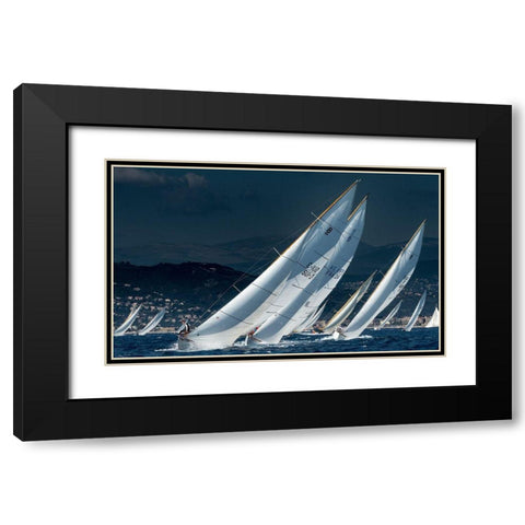 Full Speed Race Black Modern Wood Framed Art Print with Double Matting by Pelissier, Marc